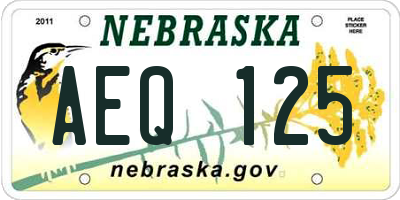 NE license plate AEQ125