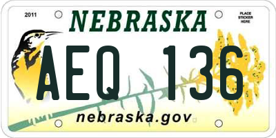 NE license plate AEQ136