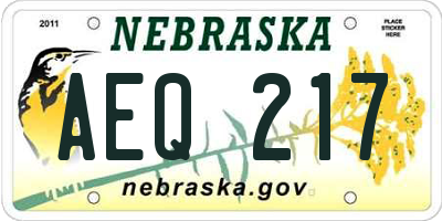 NE license plate AEQ217