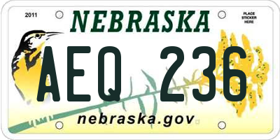 NE license plate AEQ236