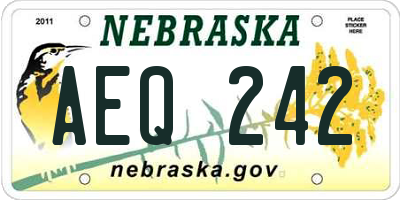 NE license plate AEQ242