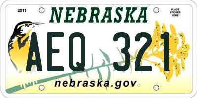 NE license plate AEQ321