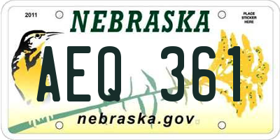 NE license plate AEQ361
