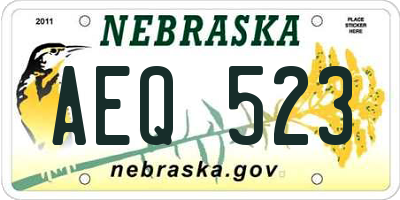 NE license plate AEQ523