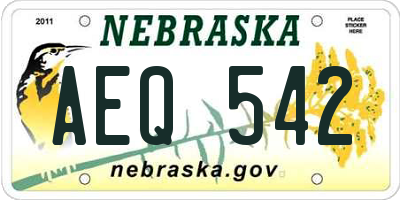NE license plate AEQ542