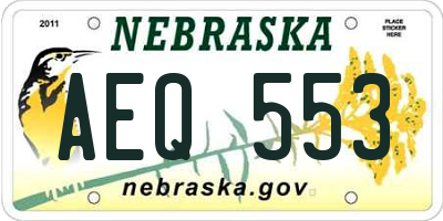 NE license plate AEQ553