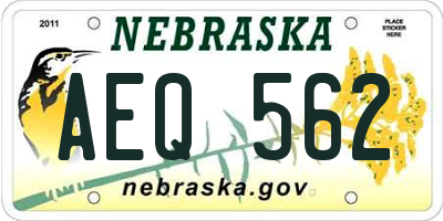 NE license plate AEQ562
