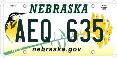 NE license plate AEQ635