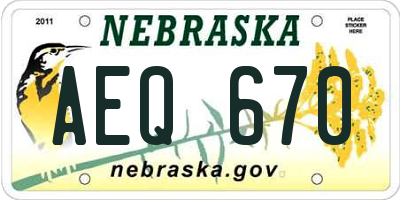 NE license plate AEQ670
