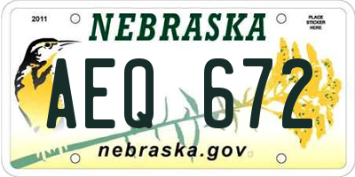 NE license plate AEQ672