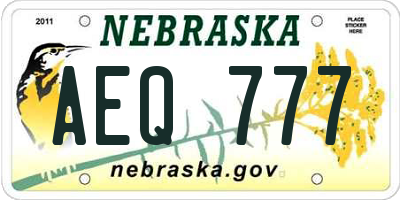 NE license plate AEQ777
