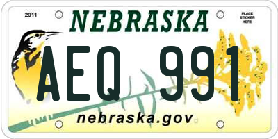 NE license plate AEQ991