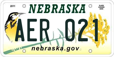 NE license plate AER021