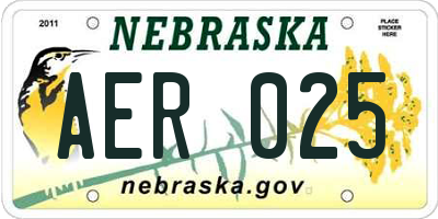 NE license plate AER025
