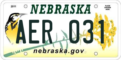 NE license plate AER031