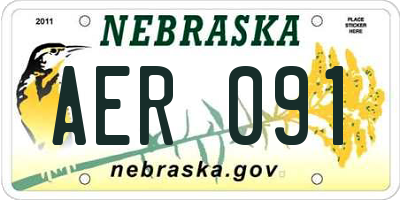 NE license plate AER091