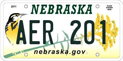 NE license plate AER201