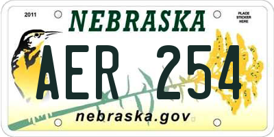 NE license plate AER254