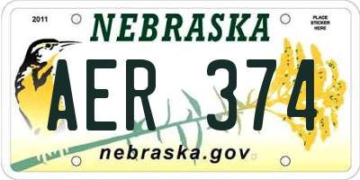 NE license plate AER374