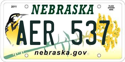 NE license plate AER537