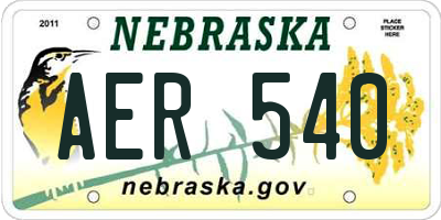 NE license plate AER540