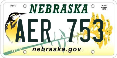 NE license plate AER753