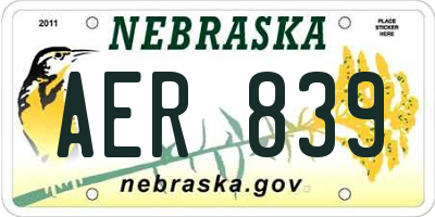 NE license plate AER839