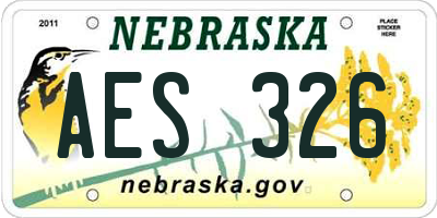 NE license plate AES326