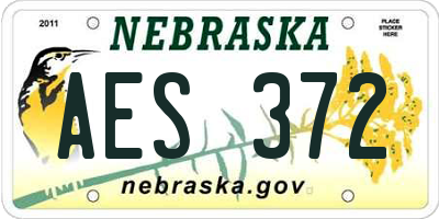NE license plate AES372