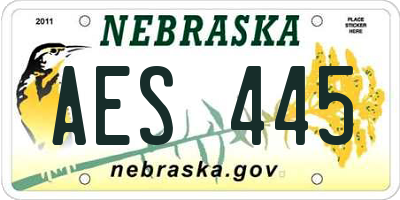 NE license plate AES445