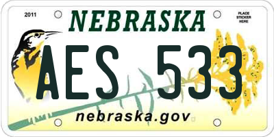 NE license plate AES533