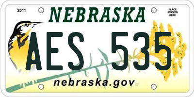 NE license plate AES535