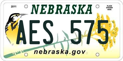 NE license plate AES575