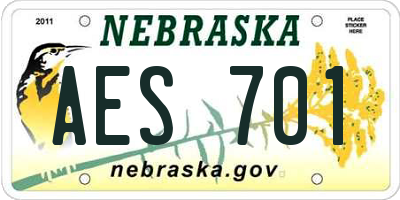 NE license plate AES701