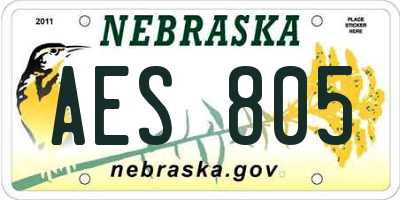 NE license plate AES805