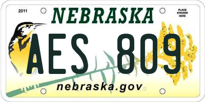 NE license plate AES809