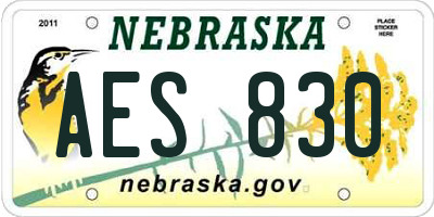 NE license plate AES830