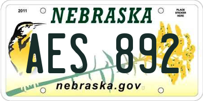 NE license plate AES892