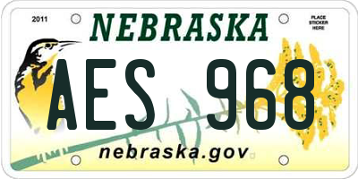 NE license plate AES968