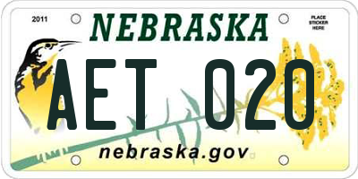 NE license plate AET020