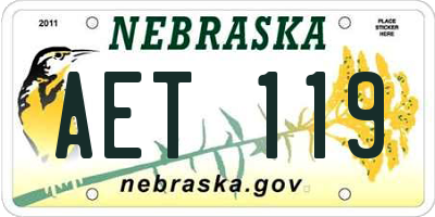 NE license plate AET119