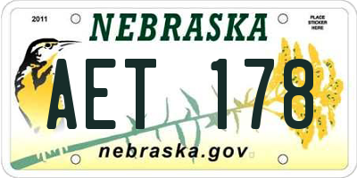 NE license plate AET178