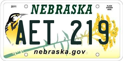 NE license plate AET219