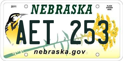 NE license plate AET253