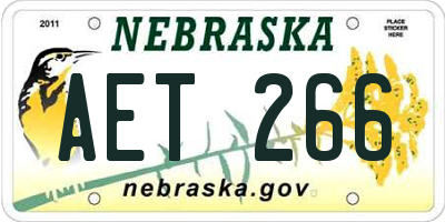 NE license plate AET266