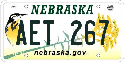 NE license plate AET267