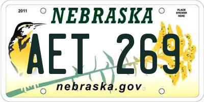 NE license plate AET269
