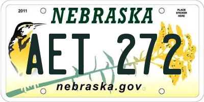 NE license plate AET272