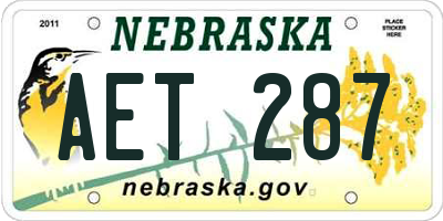 NE license plate AET287