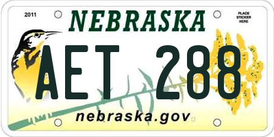 NE license plate AET288